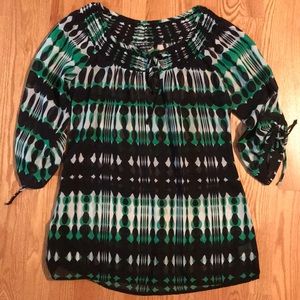 Green and black patterned top